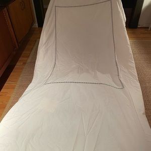 Pottery barn white twin duvet cover with gray embroidered dots